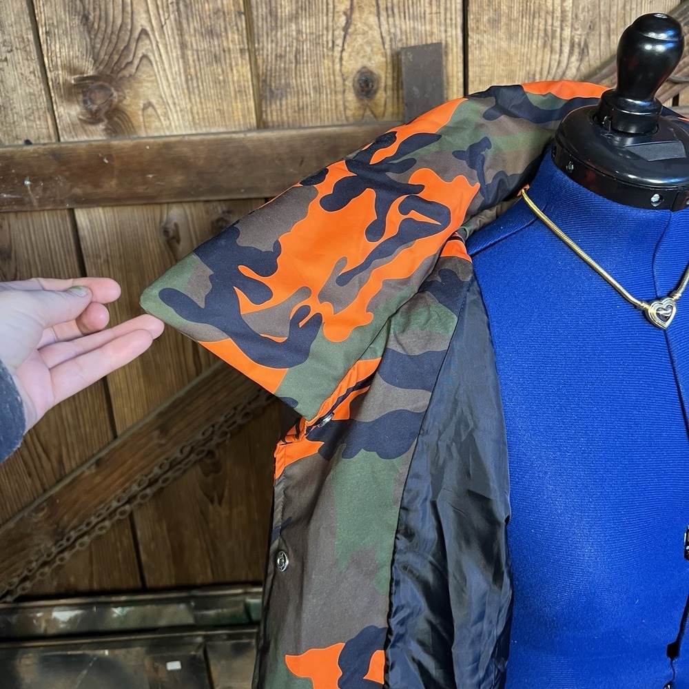 AZALEA WANG Midtown Peplum Puffer Trench Women's Size 1X Camo Orange Black - Picture 13 of 13